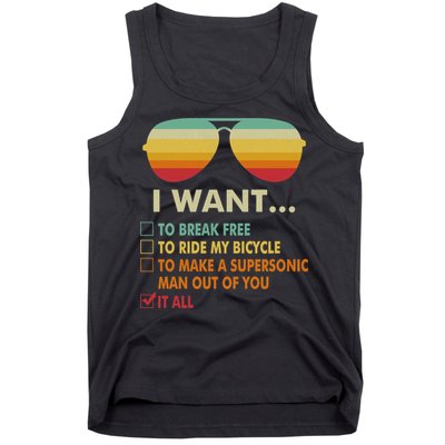 Funny Music Lover Gift Bicycle Costume I Want It All Tank Top