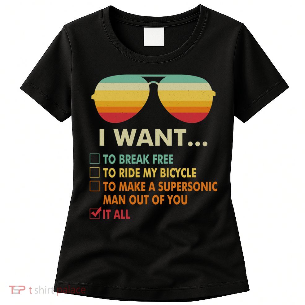 Funny Music Lover Gift Bicycle Costume I Want It All Womens T-Shirt