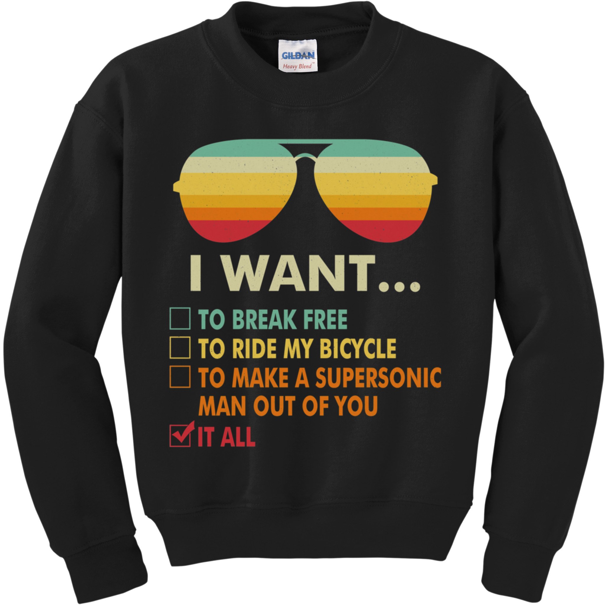 Funny Music Lover Gift Bicycle Costume I Want It All Kids Sweatshirt