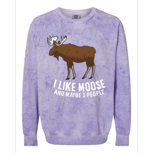 Funny Moose Love I Like Moose And Maybe 3 People Funny Gift Colorblast Crewneck Sweatshirt