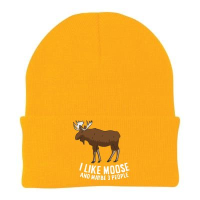 Funny Moose Love I Like Moose And Maybe 3 People Funny Gift Knit Cap Winter Beanie