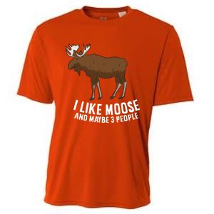 Funny Moose Love I Like Moose And Maybe 3 People Funny Gift Cooling Performance Crew T-Shirt