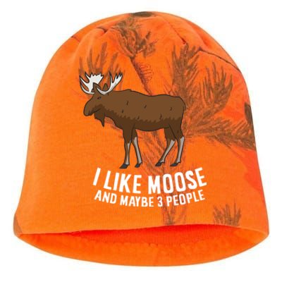 Funny Moose Love I Like Moose And Maybe 3 People Funny Gift Kati - Camo Knit Beanie