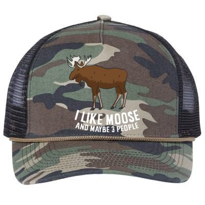 Funny Moose Love I Like Moose And Maybe 3 People Funny Gift Retro Rope Trucker Hat Cap