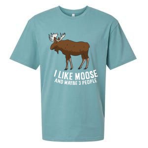 Funny Moose Love I Like Moose And Maybe 3 People Funny Gift Sueded Cloud Jersey T-Shirt