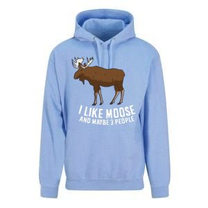 Funny Moose Love I Like Moose And Maybe 3 People Funny Gift Unisex Surf Hoodie