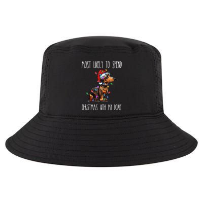 Funny Most Likely To Spend Christmas With My Doxie Dachshund Gift Cool Comfort Performance Bucket Hat