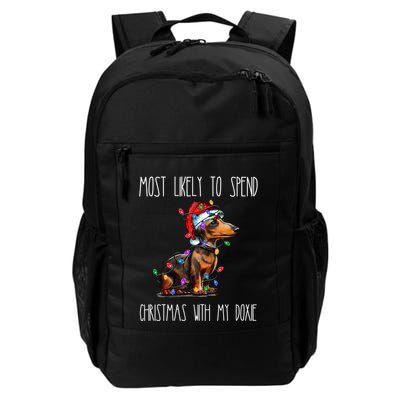 Funny Most Likely To Spend Christmas With My Doxie Dachshund Gift Backpack