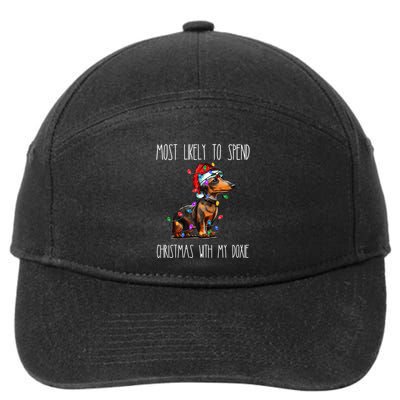 Funny Most Likely To Spend Christmas With My Doxie Dachshund Gift 7-Panel Snapback Hat