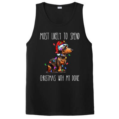 Funny Most Likely To Spend Christmas With My Doxie Dachshund Gift PosiCharge Competitor Tank