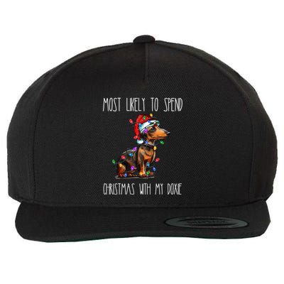 Funny Most Likely To Spend Christmas With My Doxie Dachshund Gift Wool Snapback Cap