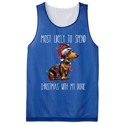 Funny Most Likely To Spend Christmas With My Doxie Dachshund Gift Mesh Reversible Basketball Jersey Tank