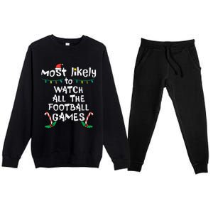 Funny Most Likely Watch Football Christmas Santa Hat Xmas Cute Gift Premium Crewneck Sweatsuit Set