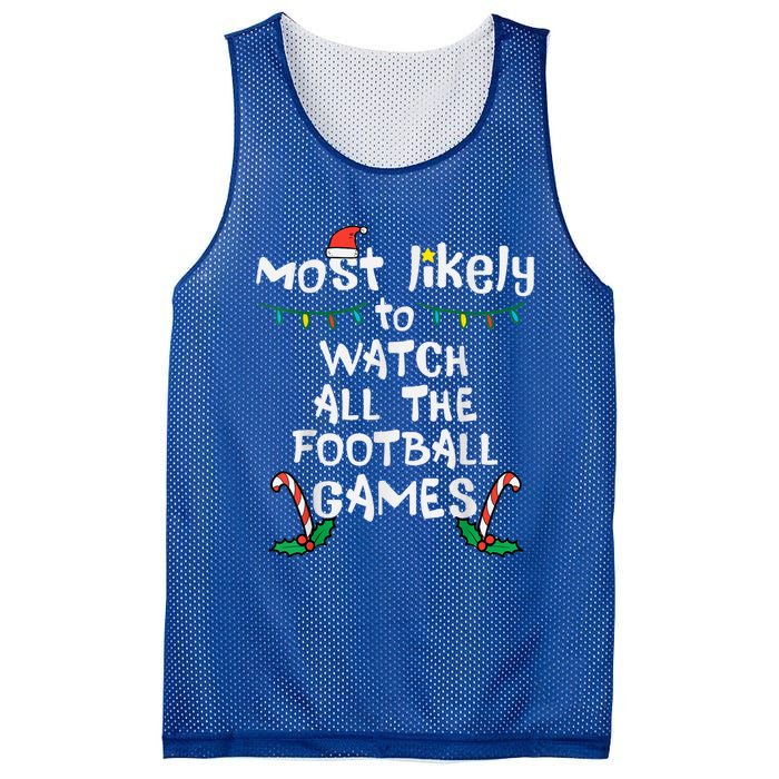 Funny Most Likely Watch Football Christmas Santa Hat Xmas Cute Gift Mesh Reversible Basketball Jersey Tank