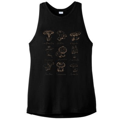 Fungi Mushroom Lover Mycology Vintage Goth Style Ladies PosiCharge Tri-Blend Wicking Tank