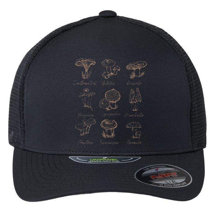 Fungi Mushroom Lover Mycology Vintage Goth Style Flexfit Unipanel Trucker Cap