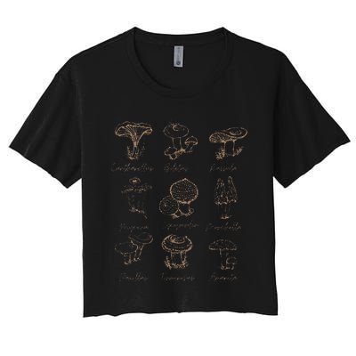 Fungi Mushroom Lover Mycology Vintage Goth Style Women's Crop Top Tee