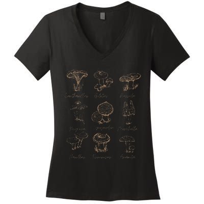 Fungi Mushroom Lover Mycology Vintage Goth Style Women's V-Neck T-Shirt