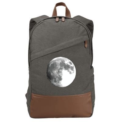 Full Moon Luna Astronomy Space Galaxy Stars Cotton Canvas Backpack