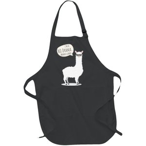 Funny Mama Llama No Drama Alpaca Full-Length Apron With Pockets