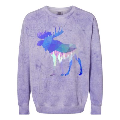 Funny Moose Lover Geometric Moose Design With Humorous Quote Gift Colorblast Crewneck Sweatshirt