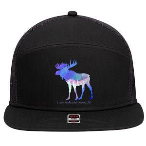 Funny Moose Lover Geometric Moose Design With Humorous Quote Gift 7 Panel Mesh Trucker Snapback Hat