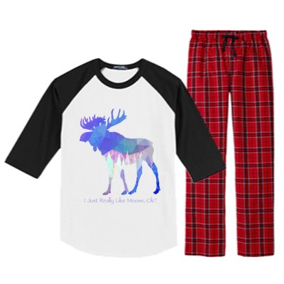 Funny Moose Lover Geometric Moose Design With Humorous Quote Gift Raglan Sleeve Pajama Set