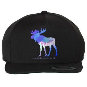 Funny Moose Lover Geometric Moose Design With Humorous Quote Gift Wool Snapback Cap