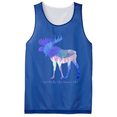 Funny Moose Lover Geometric Moose Design With Humorous Quote Gift Mesh Reversible Basketball Jersey Tank