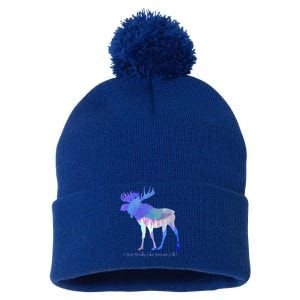 Funny Moose Lover Geometric Moose Design With Humorous Quote Gift Pom Pom 12in Knit Beanie