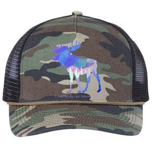 Funny Moose Lover Geometric Moose Design With Humorous Quote Gift Retro Rope Trucker Hat Cap