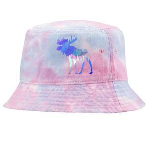 Funny Moose Lover Geometric Moose Design With Humorous Quote Gift Tie-Dyed Bucket Hat