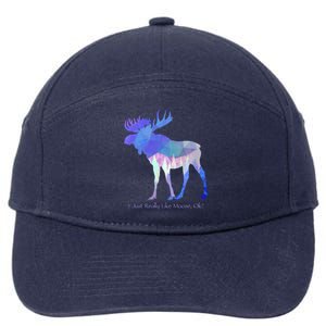 Funny Moose Lover Geometric Moose Design With Humorous Quote Gift 7-Panel Snapback Hat