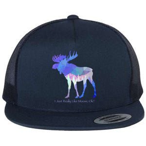 Funny Moose Lover Geometric Moose Design With Humorous Quote Gift Flat Bill Trucker Hat