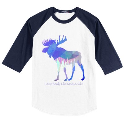 Funny Moose Lover Geometric Moose Design With Humorous Quote Gift Baseball Sleeve Shirt