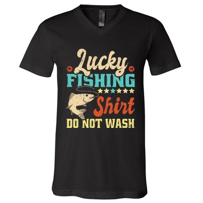 Funny My Lucky Fishing dad V-Neck T-Shirt