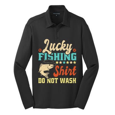 Funny My Lucky Fishing dad Silk Touch Performance Long Sleeve Polo