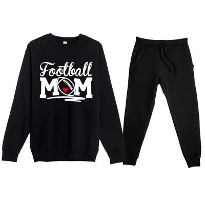 Football Mom Leopard Football Love Football Player Premium Crewneck Sweatsuit Set