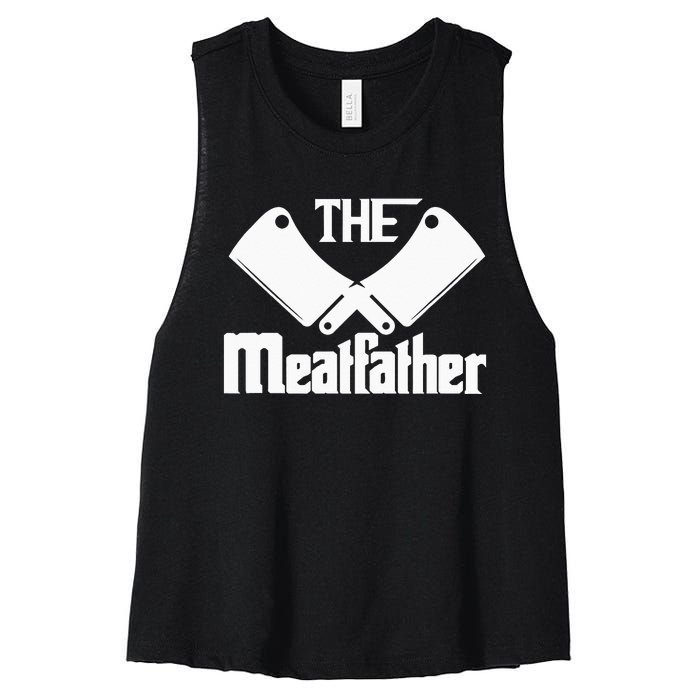 Funny Meat Lover BBQ Steak Barbecue Beef Cow Grilling Women's Racerback Cropped Tank