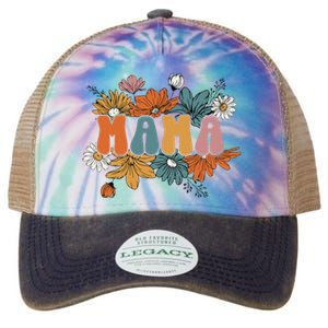 Floral Mama Life Thankful Mama Fall Thanksgiving Mothers Day Legacy Tie Dye Trucker Hat