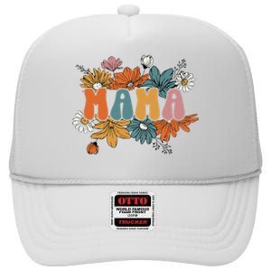 Floral Mama Life Thankful Mama Fall Thanksgiving Mothers Day High Crown Mesh Back Trucker Hat