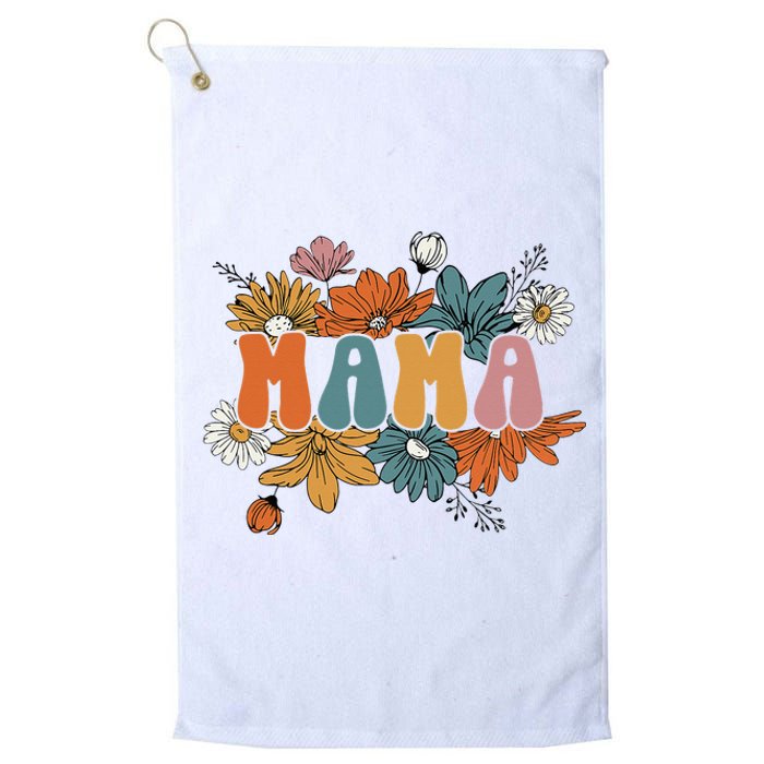 Floral Mama Life Thankful Mama Fall Thanksgiving Mothers Day Platinum Collection Golf Towel