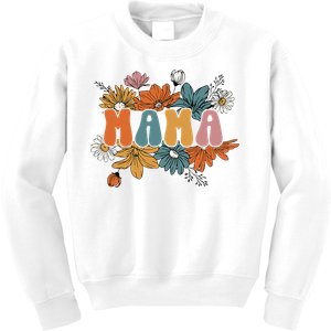 Floral Mama Life Thankful Mama Fall Thanksgiving Mothers Day Kids Sweatshirt