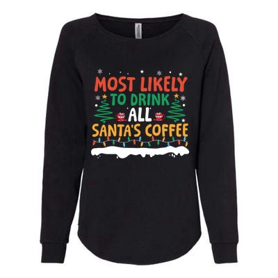 Funny Most Likely To All SantaS Coffee Christmas Gift Womens California Wash Sweatshirt