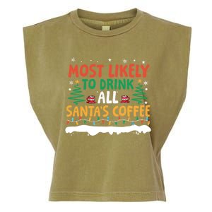 Funny Most Likely To All SantaS Coffee Christmas Gift Garment-Dyed Women's Muscle Tee