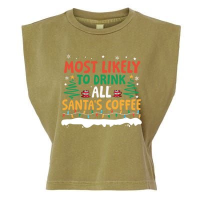 Funny Most Likely To All SantaS Coffee Christmas Gift Garment-Dyed Women's Muscle Tee