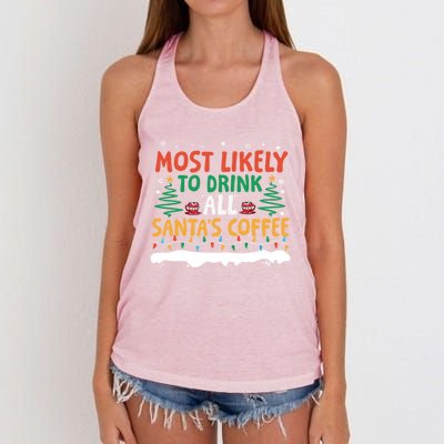 Funny Most Likely To All SantaS Coffee Christmas Gift Women's Knotted Racerback Tank