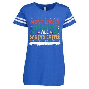 Funny Most Likely To All SantaS Coffee Christmas Gift Enza Ladies Jersey Football T-Shirt