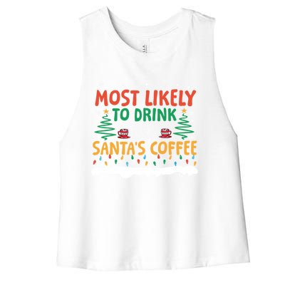 Funny Most Likely To All SantaS Coffee Christmas Gift Women's Racerback Cropped Tank