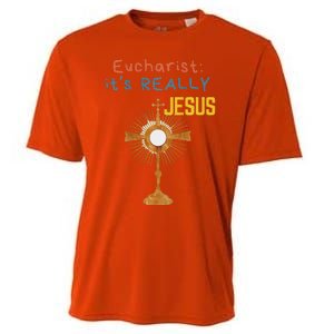 Front My Lord Monstrance Back Eucharist ItS Really Jesus Cooling Performance Crew T-Shirt